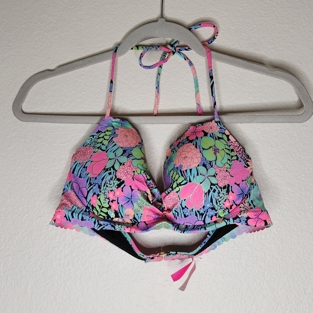 Victoria's Secret Neon Floral Bikini Top 36B